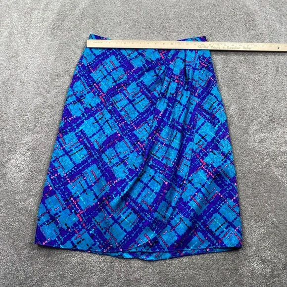 ANNE CRIMMINS for LUMI COLLECTIONS Blue Plaid Silk Skirt Suit Set Size 16 - Picture 10 of 16